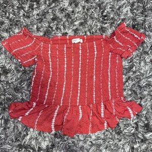 Smocked Peplum Off-The-Shoulder Top